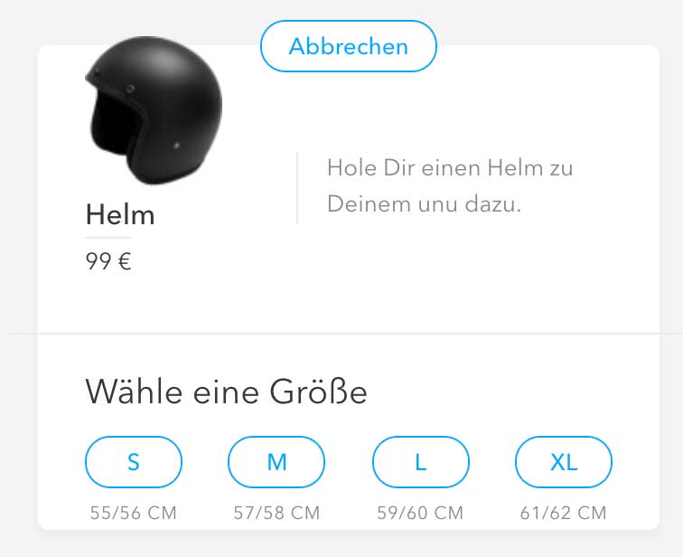 25€ unu Elektroroller Gutschein für einen gratis Helm 93NSTREF 